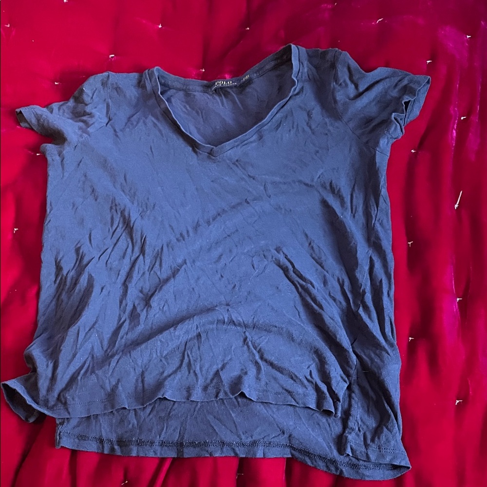 Polo Ralph Lauren Women's Short Sleeve V-Neck Tee - Navy Blue
